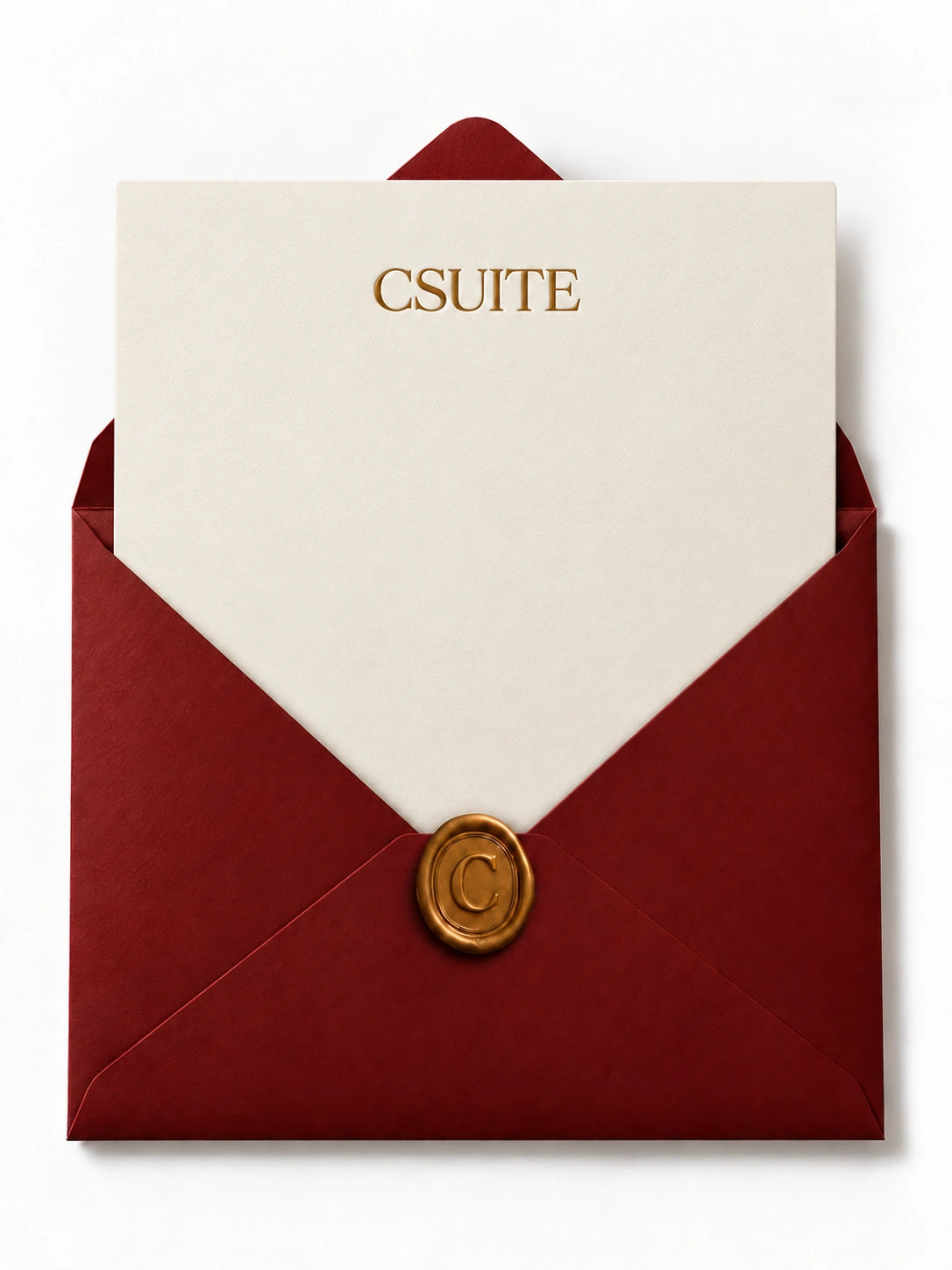 Ivory invitation with gold CSUITE lettering